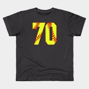 Fastpitch Softball Number 70 #70 Softball Shirt Jersey Uniform Favorite Player Biggest Fan Kids T-Shirt